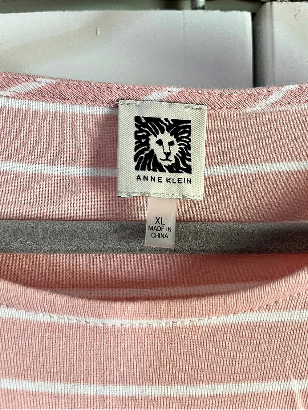 Anne Klein Striped 3/4 Sleeve Top in Pink & White XL Like New